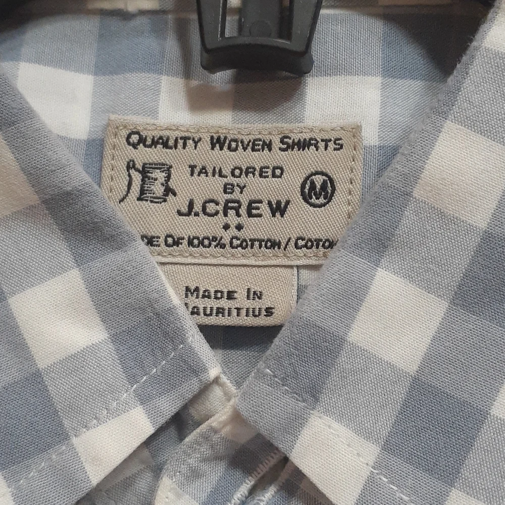 J. CREW Men's Blue Gray Checkered Button Down Shirt M
